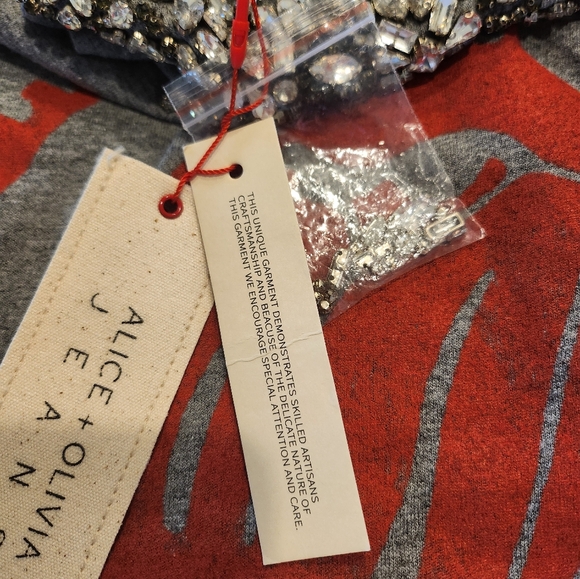 FIRM Alice + Olivia Embellished Rolling Stones Graphic Tank Top Xs/S - Picture 5 of 10